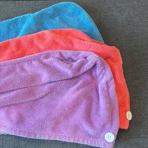 3 microfiber hair drying towels